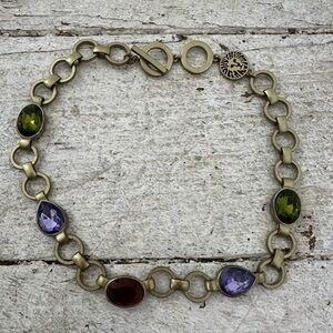Vintage Anne Klein Gem And O Ring Necklace 1980s